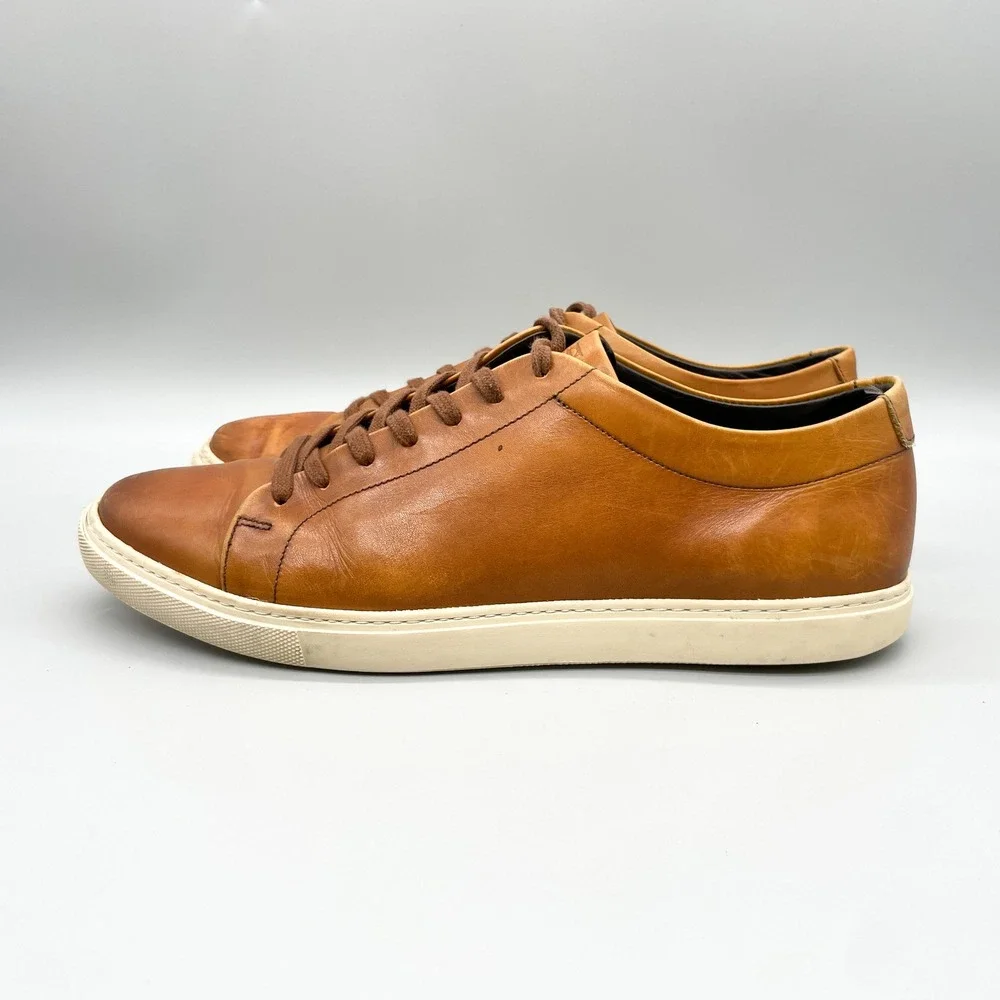 Allen Edmonds Canal Court Mens 12 E Tan Leather Sneakers Casual Office Preppy